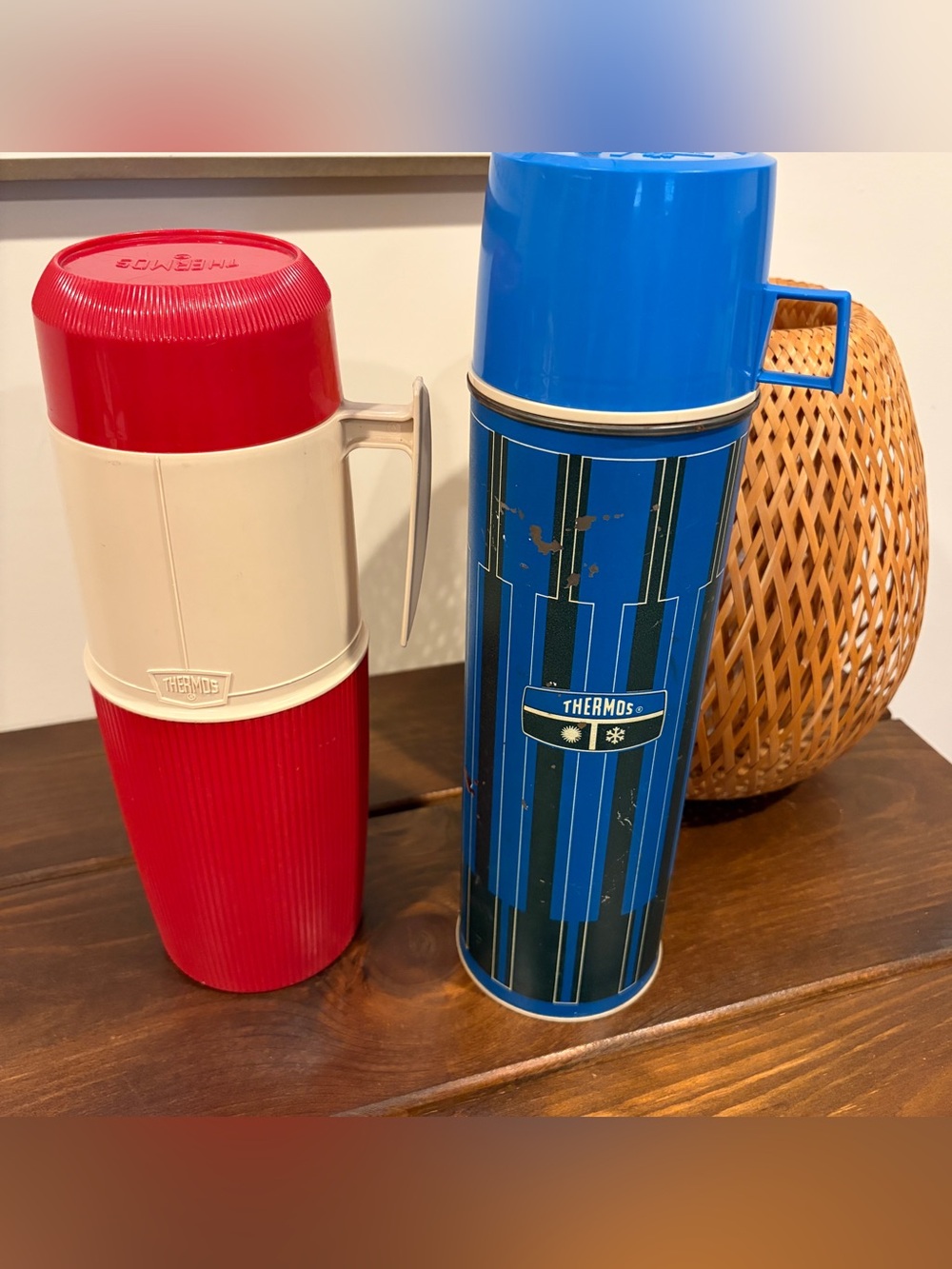 2 VTG 1970s Thermos Super Quart Vacuum Bottles, 1 Quart Capacity - Hot and Cold